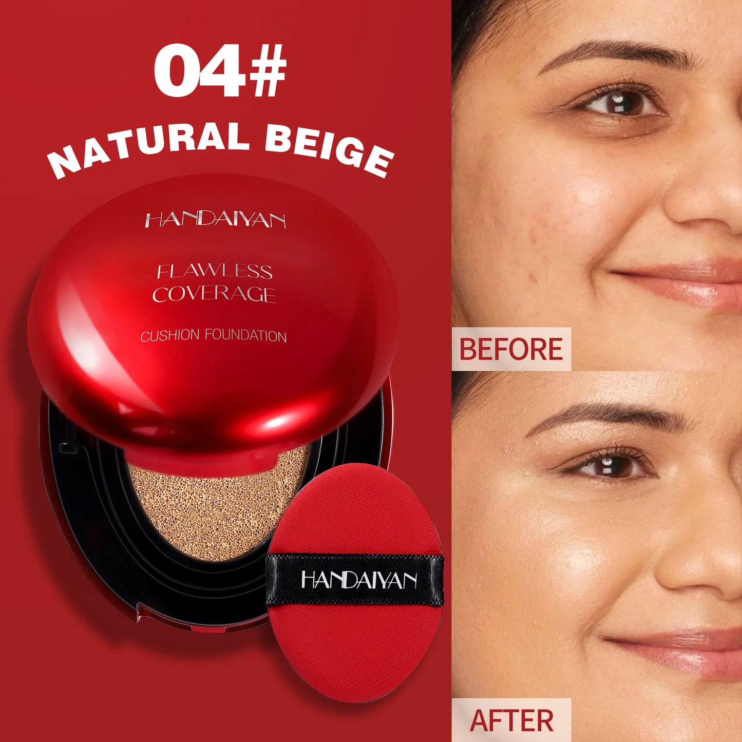 Korean Air Cushion Foundation - Light Natural Moisturizing Concealer Whitening Oil-Control Women's Long-lasting Makeup Base