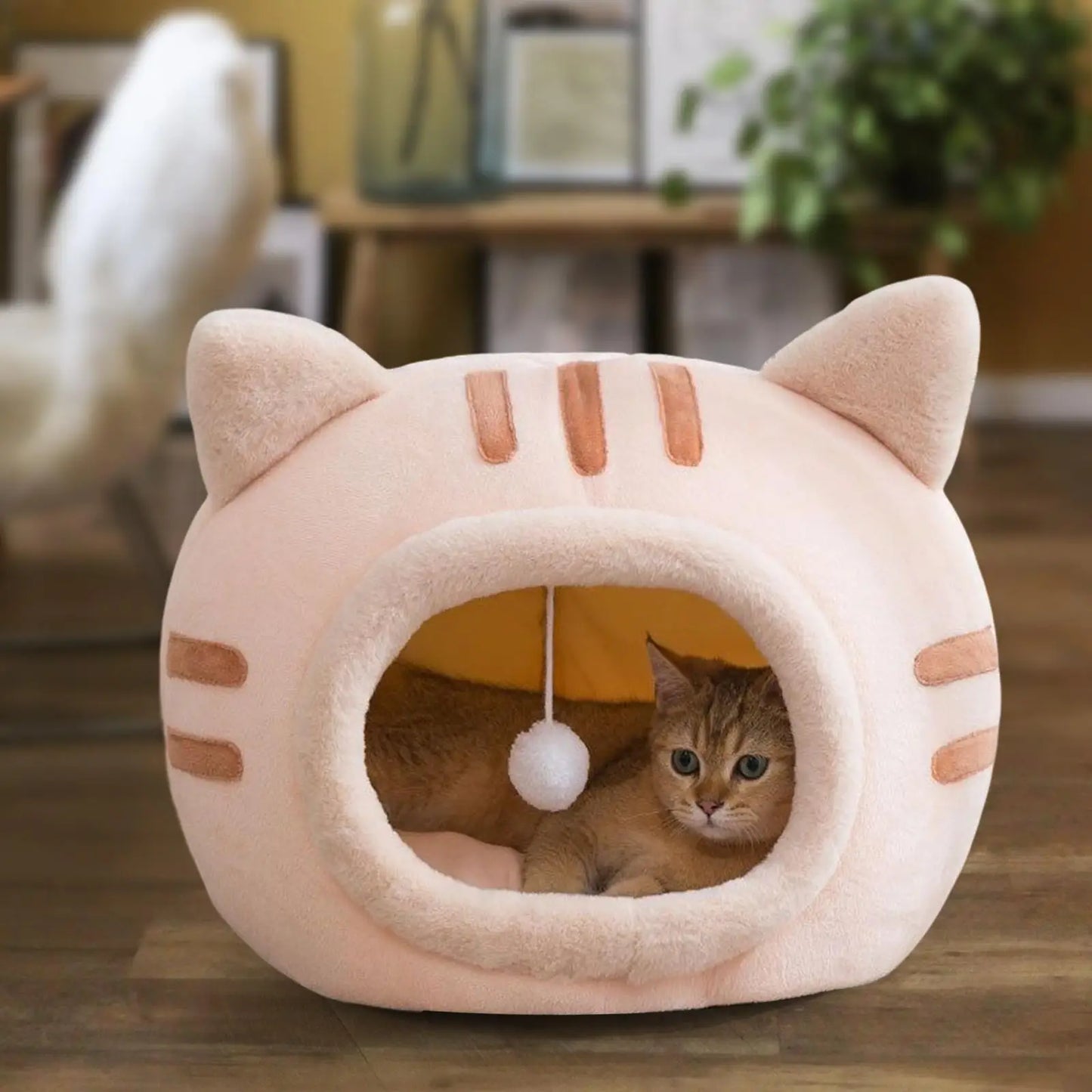 #Plush Cat Sleeping Bed Small Dog Bed Hut Cozy Nest Kennel Pet Bed for Small Medium Large Dogs Indoor Cats Accessories