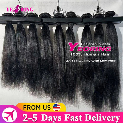Straight Human Hair Bundles 12A Unprocessed Virgin Brazilian Hair Raw Hair Extensions Bundles 100% Human Hair 2-5 Days Delivery