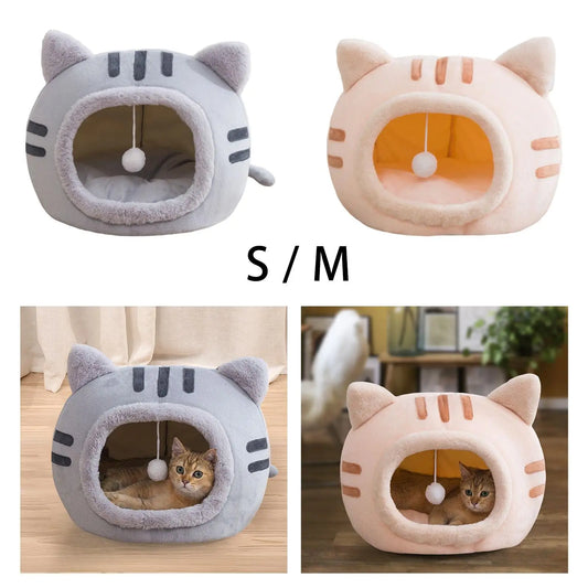 #Plush Cat Sleeping Bed Small Dog Bed Hut Cozy Nest Kennel Pet Bed for Small Medium Large Dogs Indoor Cats Accessories