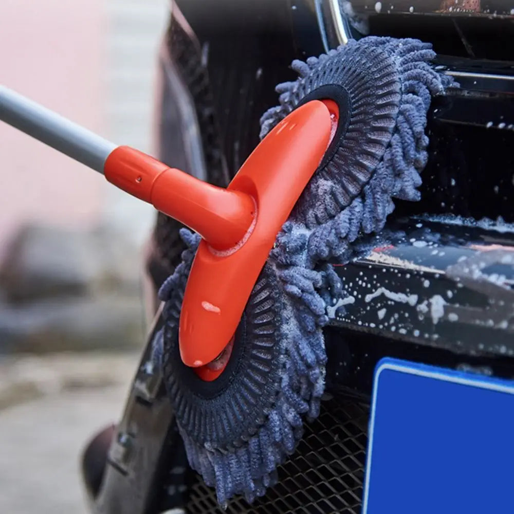 Car Wash Mop Long Handle Retractable Washing Cleaning Brush Double Microfiber Soft 360° Rotation Scratch-Free for Boat RV Truck