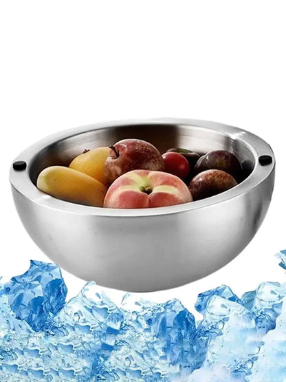 Chilled Serving Bowl Double walled stainless steel thick insulated bowl Insulated Dip Chiller Bowl for Sauces Guacamole Salad