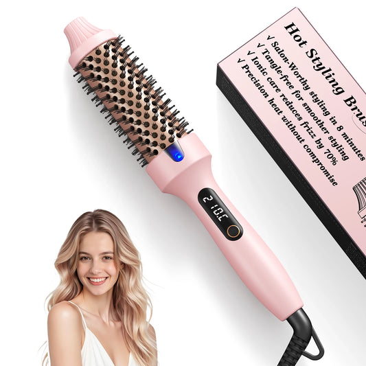 Ionic Thermal Brush Dual Voltage 6 Temperature Settings & LED Digital Display For Curling And Straightening Hot Air Styler