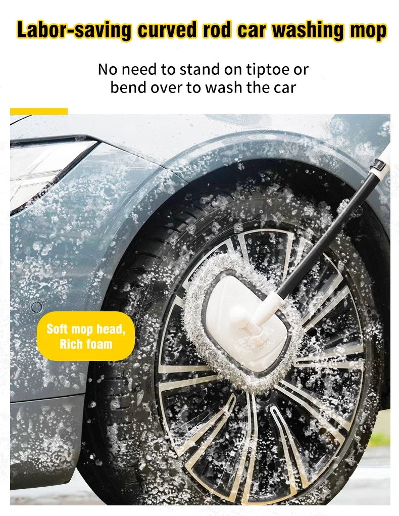 Car Wash Brush Car Cleaning Brush Telescoping Long Handle Mop Soft Hair Chenille Broom Universal Window Wash Auto Accessories