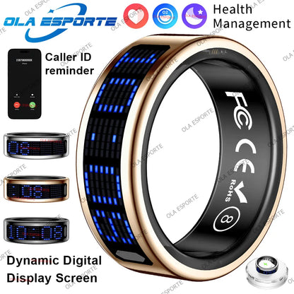Call ID Reminder Smart Ring Heart Rate Blood Pressure Monitor Men Women Smartring 5ATM Waterproof Health Multi Sports Ring 2026
