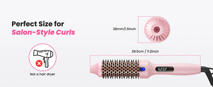 Ionic Thermal Brush Dual Voltage 6 Temperature Settings & LED Digital Display For Curling And Straightening Hot Air Styler