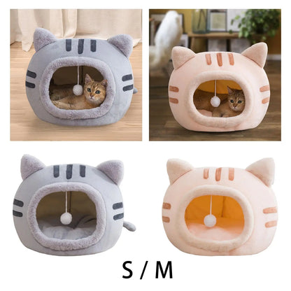 #Plush Cat Sleeping Bed Small Dog Bed Hut Cozy Nest Kennel Pet Bed for Small Medium Large Dogs Indoor Cats Accessories