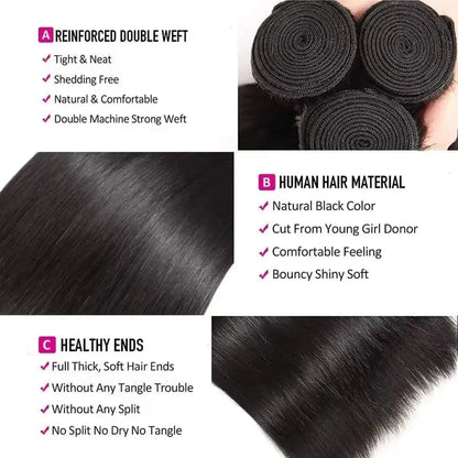 Straight Human Hair Bundles 12A Unprocessed Virgin Brazilian Hair Raw Hair Extensions Bundles 100% Human Hair 2-5 Days Delivery
