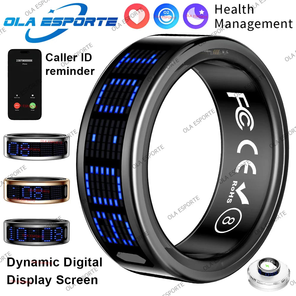 Call ID Reminder Smart Ring Heart Rate Blood Pressure Monitor Men Women Smartring 5ATM Waterproof Health Multi Sports Ring 2026