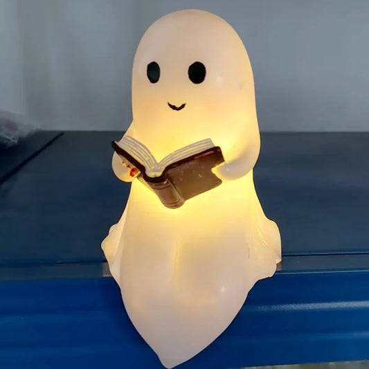 New Cute Ghost Reading Book Lamp Cute Ghost Reading Light LED Halloween Craft Ornament Gift