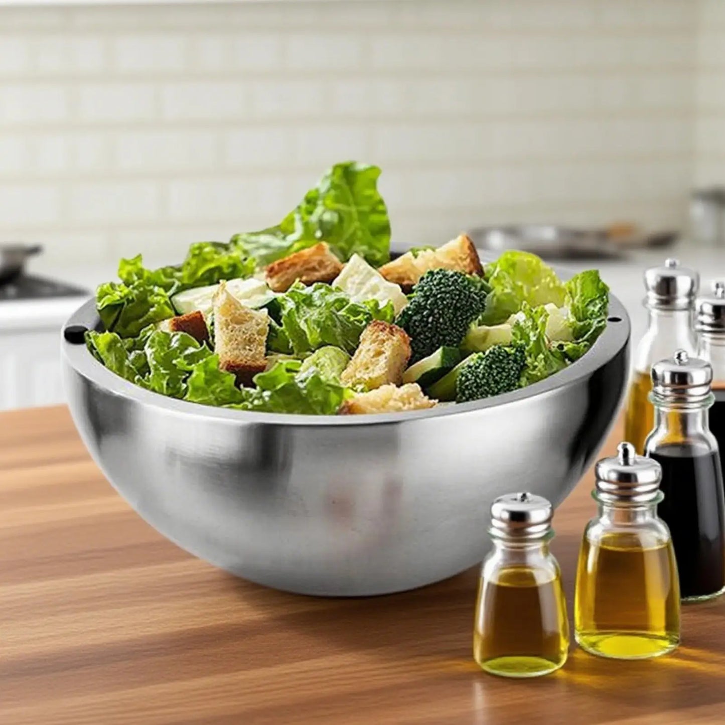 Chilled Serving Bowl Double walled stainless steel thick insulated bowl Insulated Dip Chiller Bowl for Sauces Guacamole Salad