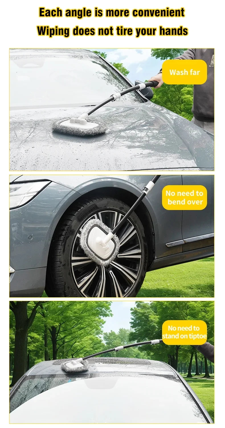Car Wash Brush Car Cleaning Brush Telescoping Long Handle Mop Soft Hair Chenille Broom Universal Window Wash Auto Accessories