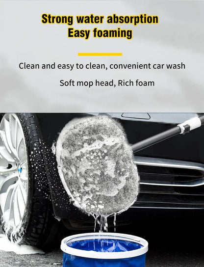 Car Wash Brush Car Cleaning Brush Telescoping Long Handle Mop Soft Hair Chenille Broom Universal Window Wash Auto Accessories