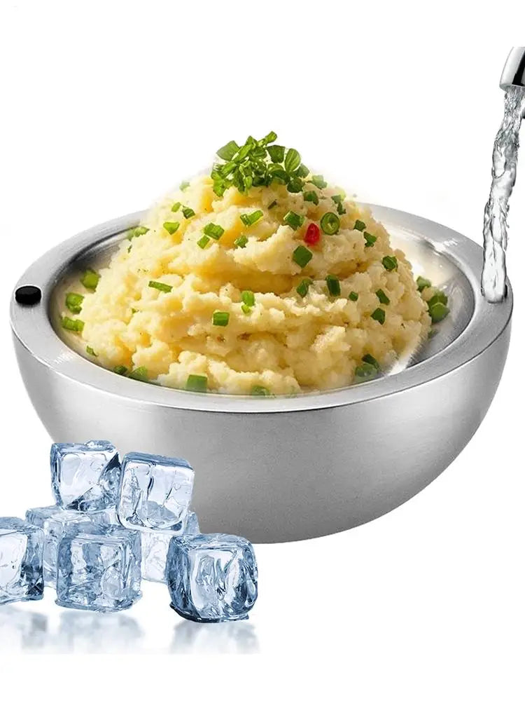 Chilled Serving Bowl Double walled stainless steel thick insulated bowl Insulated Dip Chiller Bowl for Sauces Guacamole Salad