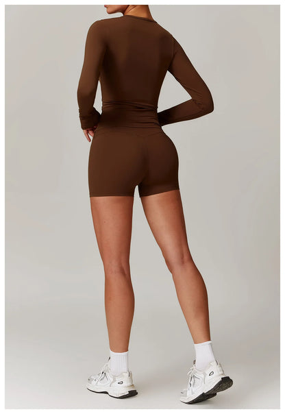 Yoga Sets Women Gym Clothing Fitness Long Sleeve Crop Tops + High Waist Leggings 2PCS Set Workout Sportswear Female Sports Suits