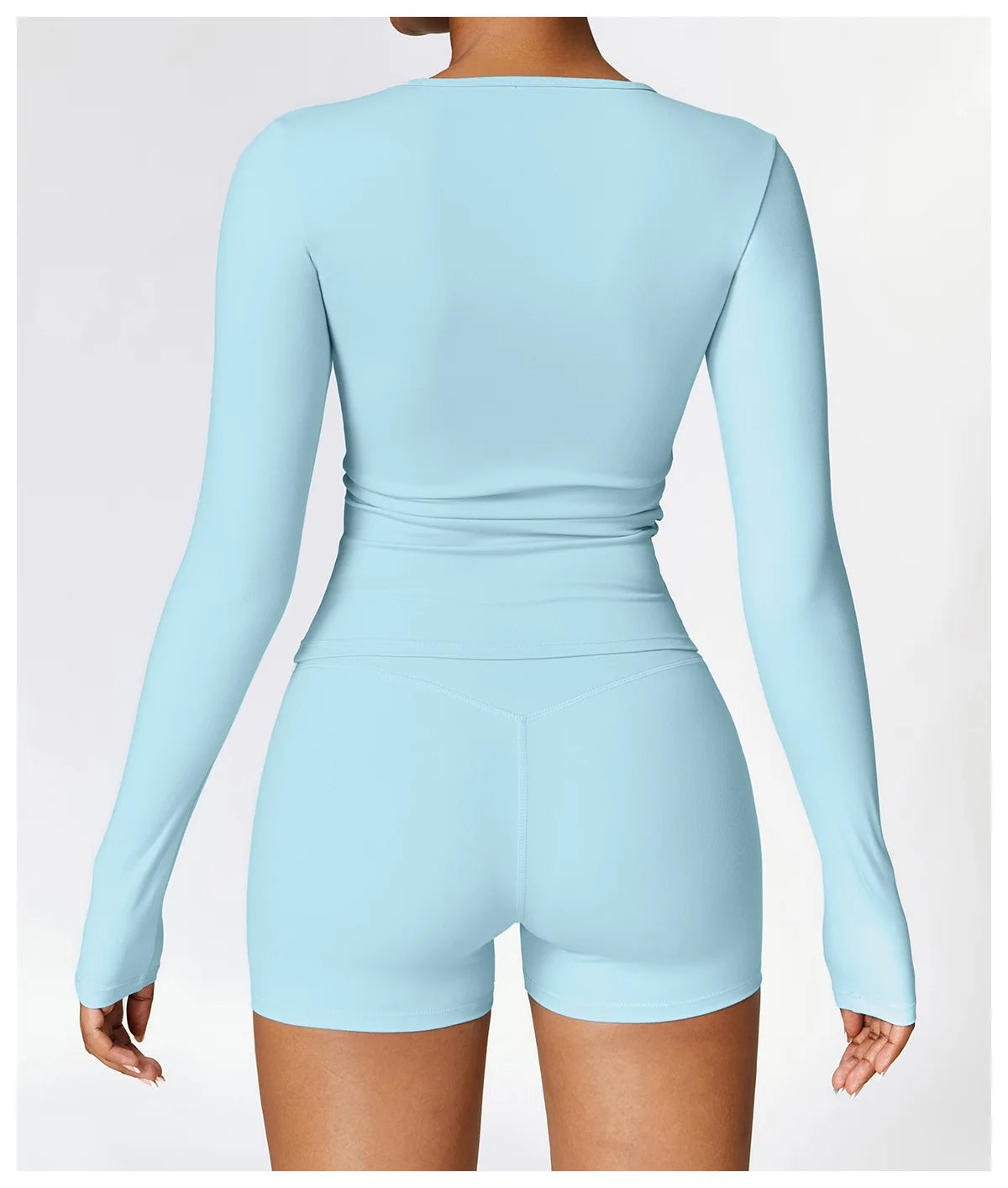 Yoga Sets Women Gym Clothing Fitness Long Sleeve Crop Tops + High Waist Leggings 2PCS Set Workout Sportswear Female Sports Suits