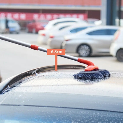 Car Wash Mop Long Handle Retractable Washing Cleaning Brush Double Microfiber Soft 360° Rotation Scratch-Free for Boat RV Truck