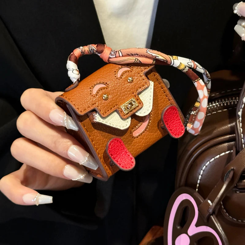 Mini Tiny PU Leather Handbag Decoration Pendant Bag For Airpods 4 3 2 Pro 2 For Galaxy Buds 3 3Pro 2 2Pro/Buds FE Headphone Case