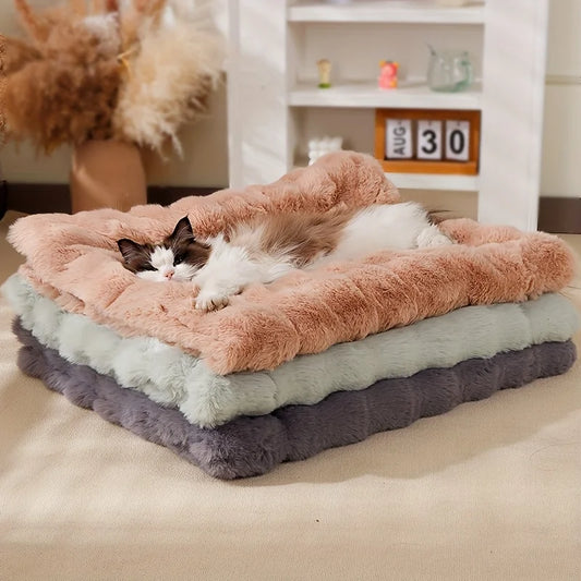 Luxury Plush Pet Bed for Dogs & Cats - All-Season Comfort, Machine Washable Rectangular Mat in Multiple Colors, Soft Support