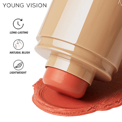 3-in-1 Pocket Blush Stick for Lips Cheeks Eyes, 6 Natural Matte Colors, Hydrating Silky Contour Cream